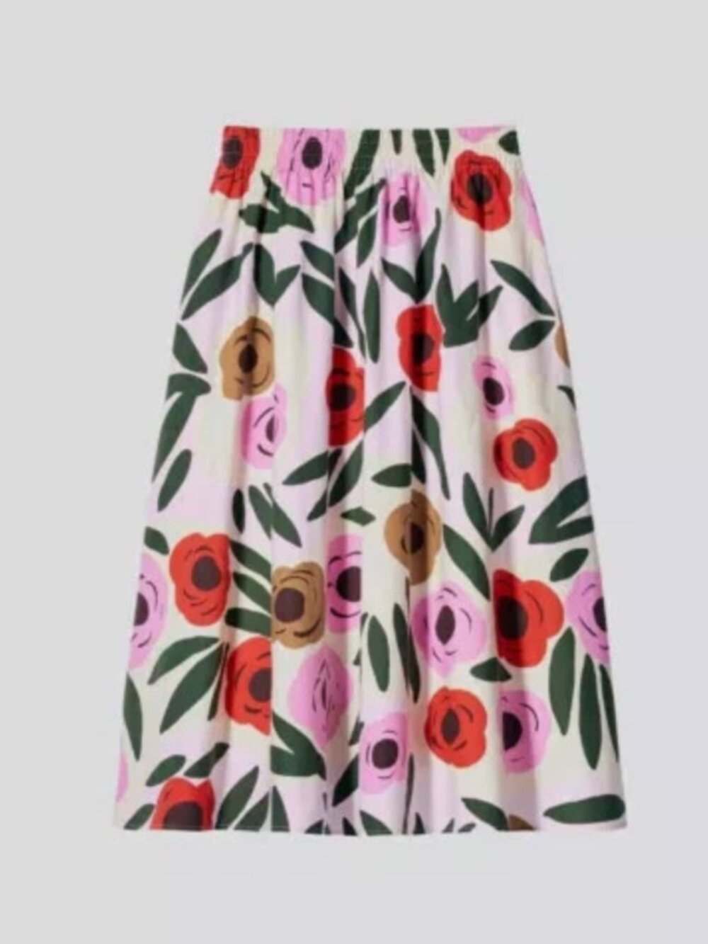 Uniqlo x Marimekko Floral Linen Blend Midi Skirt, Size S